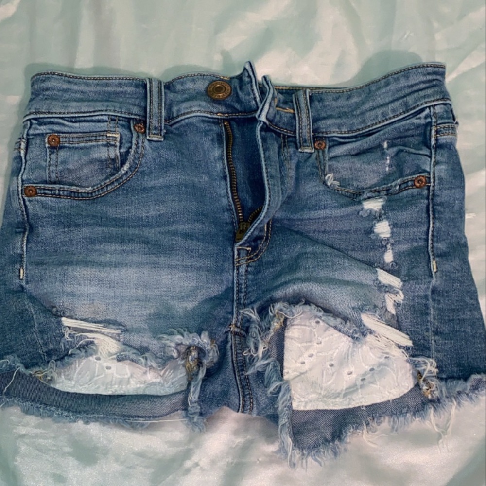 american eagle blue jean shorts